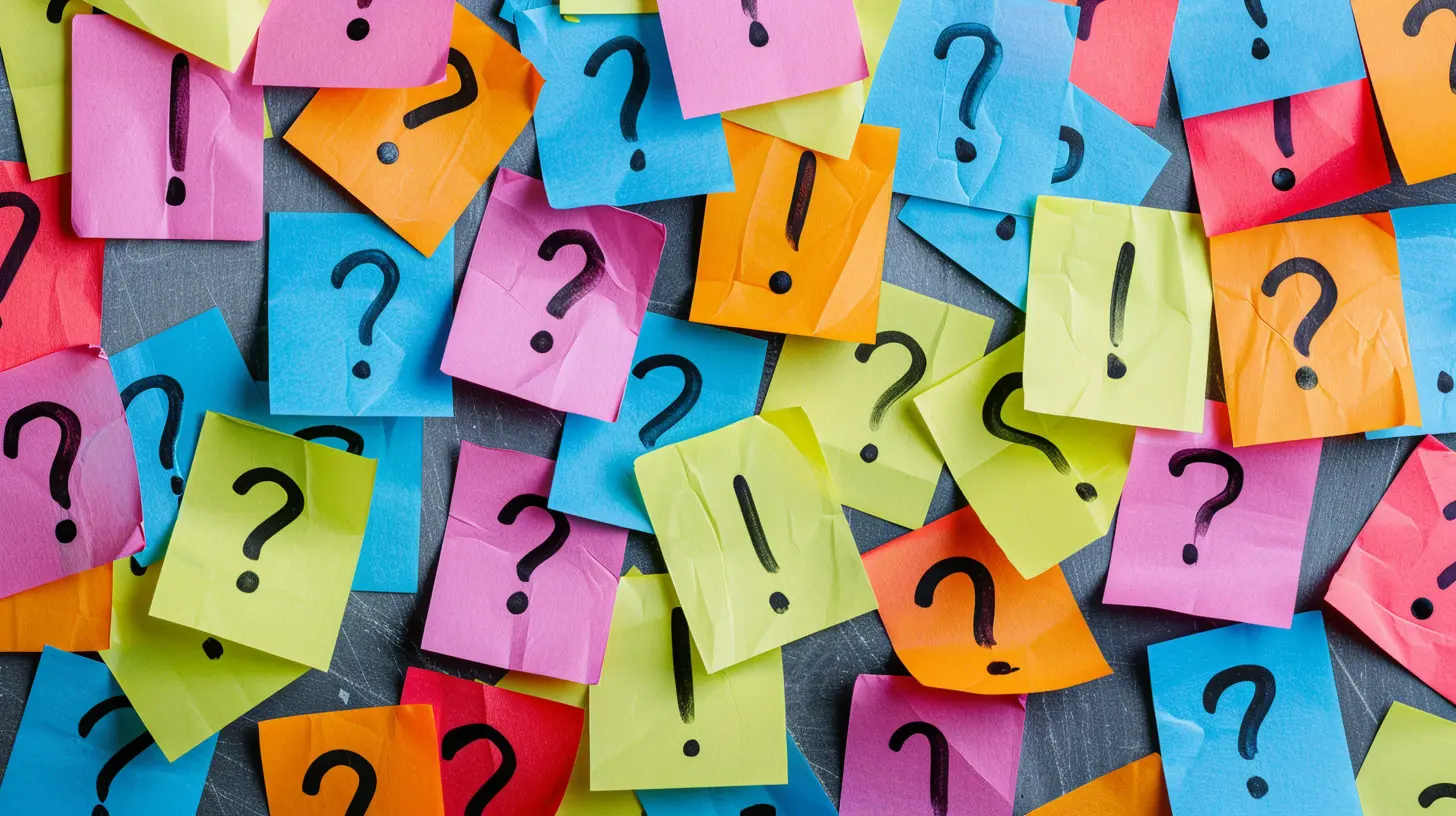 Colorful sticky notes with question marks-Beam